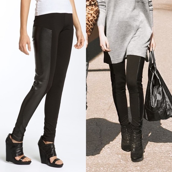 Trouvé Faux Leather Panel Black Classic Leggings M - Picture 10 of 10